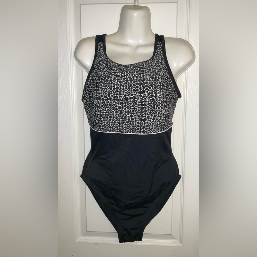 Malibu Black and White One Piece Swimsuit with Geometric Design
